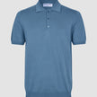Seamless Core Knit Short Sleeve Polo Blue Tide