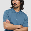 Seamless Core Knit Short Sleeve Polo Blue Tide