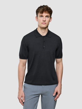 Seamless Core Knit Short Sleeve Polo Black