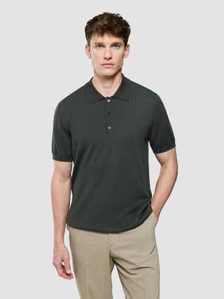 Seamless Core Knit Short Sleeve Polo Green Night