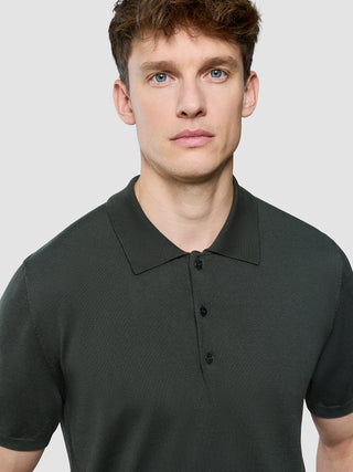 Seamless Core Knit Short Sleeve Polo Green Night