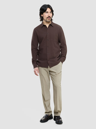 Seersucker Casual Shirt Dark Brown