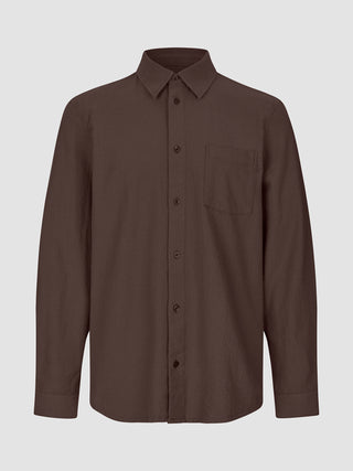 Seersucker Casual Shirt Dark Brown