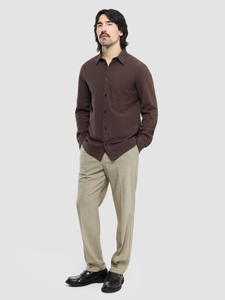 Seersucker Casual Shirt Dark Brown