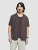 Seersucker Short Sleeve Shirt Cocoa Pinstripes