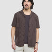 Seersucker Short Sleeve Shirt Cocoa Pinstripes