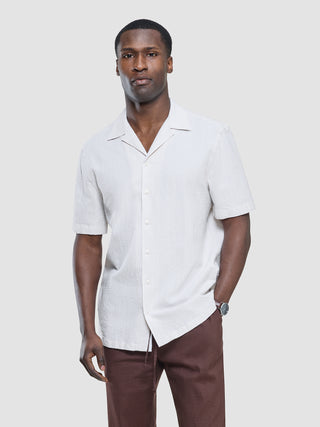 Seersucker Short Sleeve Shirt Cream Stripes