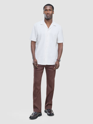 Seersucker Short Sleeve Shirt Cream Stripes