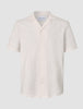 Seersucker Short Sleeve Shirt Cream Stripes