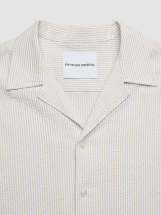 Seersucker Short Sleeve Shirt Cream Stripes