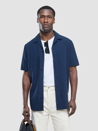 Seersucker Short Sleeve Shirt Dark Navy