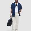 Seersucker Short Sleeve Shirt Dark Navy