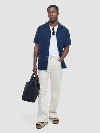 Seersucker Short Sleeve Shirt Dark Navy