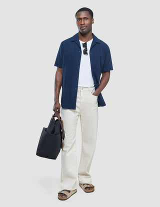 Seersucker Short Sleeve Shirt Dark Navy