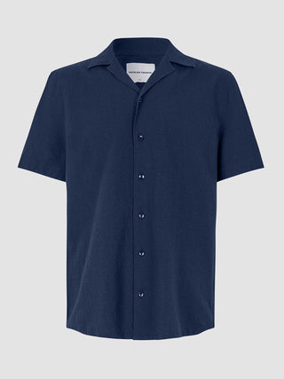 Seersucker Short Sleeve Shirt Dark Navy