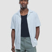 Seersucker Short Sleeve Shirt Green Stripes