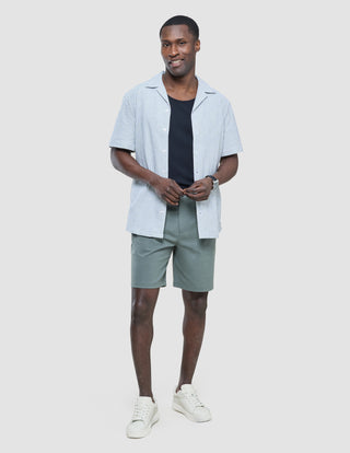 Seersucker Short Sleeve Shirt Green Stripes