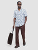 Seersucker Short Sleeve Shirt Navy Palms