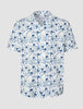 Seersucker Short Sleeve Shirt Navy Palms
