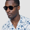 Seersucker Short Sleeve Shirt Navy Palms