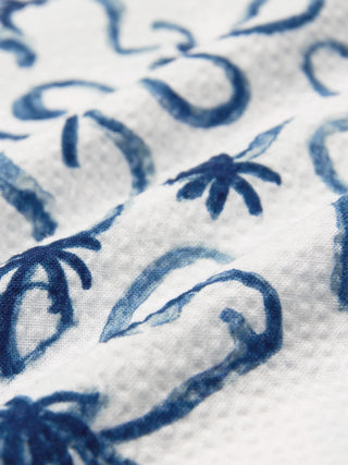 Seersucker Short Sleeve Shirt Navy Palms