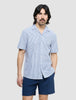 Seersucker Short Sleeve Shirt Navy Stripes