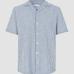 Seersucker Short Sleeve Shirt Navy Stripes