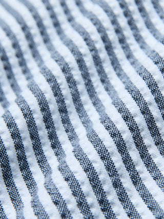Seersucker Short Sleeve Shirt Navy Stripes