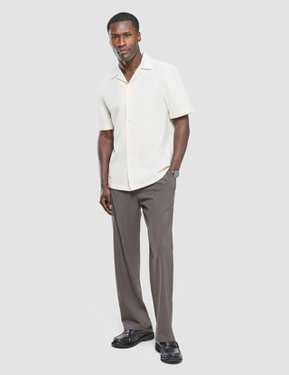 Seersucker Short Sleeve Shirt Off White