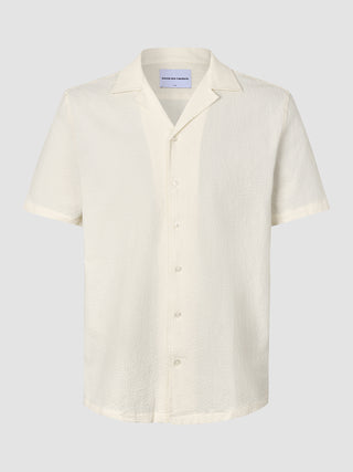 Seersucker Short Sleeve Shirt Off White