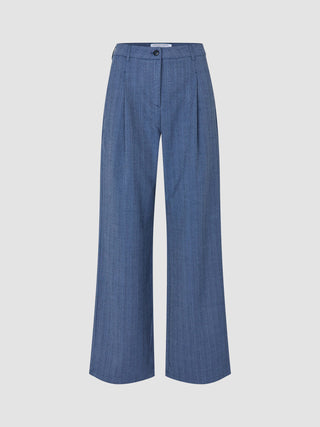 Women Serene Pants Wide Ombre Blue Herringbone