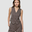 Women Serene Short Vest Brown Stone Herringbone