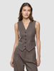 Women Serene Short Vest Brown Stone Herringbone