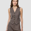 Women Serene Short Vest Brown Stone Herringbone