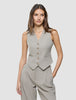 Women Serene Short Vest Burnt Sugar Herringbone