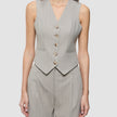 Women Serene Short Vest Burnt Sugar Herringbone