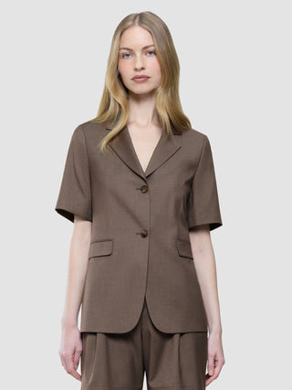 Women Skye Short Sleeved Blazer Dark Chestnut Melange