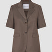 skye set dark chestnut melange short sleeved blazer shorts