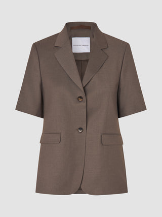 Women Skye Short Sleeved Blazer Dark Chestnut Melange