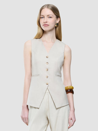 Women's Skye Long Vest Sandy Beige Melange