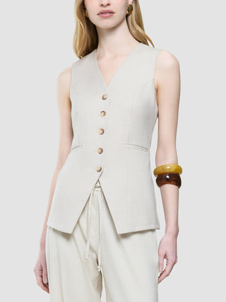 Women's Skye Long Vest Sandy Beige Melange