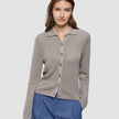 Women Structured Polo Long Sleeve Dark Sand