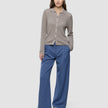 Women Structured Polo Long Sleeve Dark Sand
