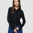 Women Structured Polo Long Sleeve Black