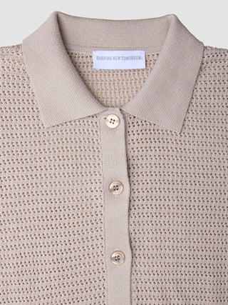 Women Structured Polo Sandy Beige