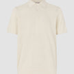 Textured Knitted Short Sleeve Polo Shirt Buttercream