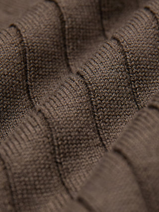 V-Neck Knit Short Sleeve Polo Dark Brown