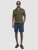 V-Neck Knit Short Sleeve Polo Green Night