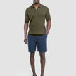 V-Neck Knit Short Sleeve Polo Green Night