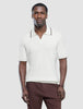 V-Neck Knit Short Sleeve Polo White
